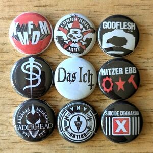 Goth Industrial Band 1 inch set of 9 Pinback Buttons